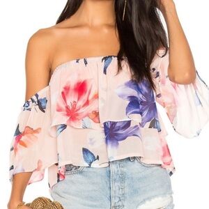 Yumi Kim Double Trouble Off Shoulder Pink Floral Top